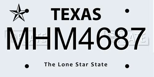 MHM4687 Texas License Plate