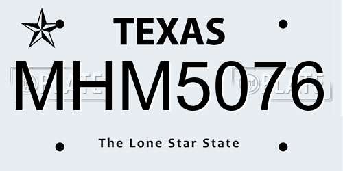 MHM5076 Texas License Plate