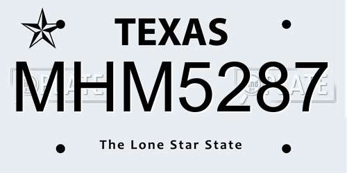 MHM5287 Texas License Plate