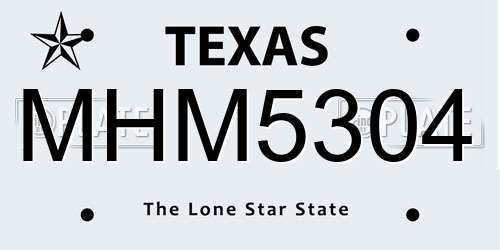 MHM5304 Texas License Plate