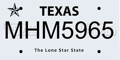 MHM5965 Texas License Plate