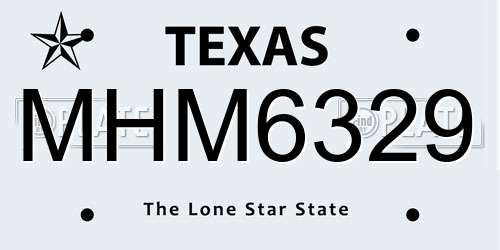 MHM6329 Texas License Plate