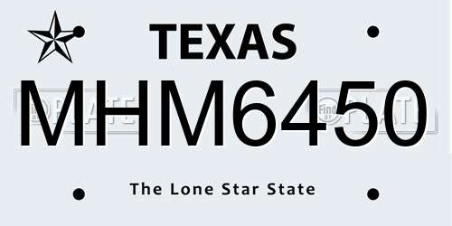 MHM6450 Texas License Plate