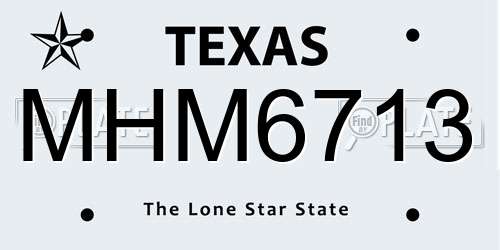 MHM6713 Texas License Plate