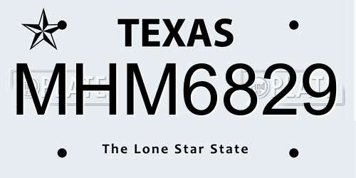 MHM6829 Texas License Plate