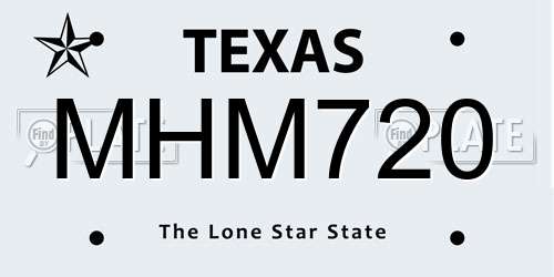 MHM720 Texas License Plate