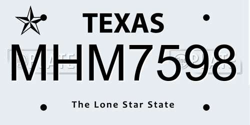 MHM7598 Texas License Plate
