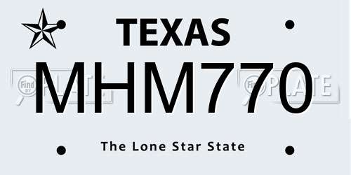 MHM770 Texas License Plate