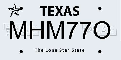 MHM77O Texas License Plate