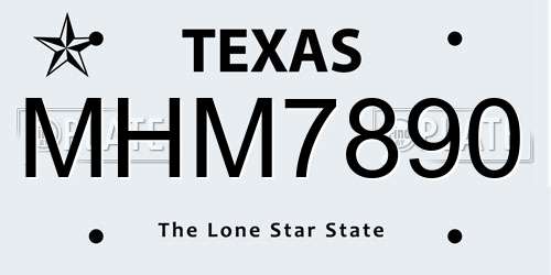 MHM7890 Texas License Plate