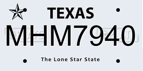 MHM7940 Texas License Plate