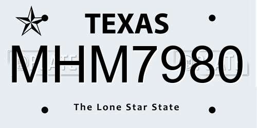 MHM7980 Texas License Plate