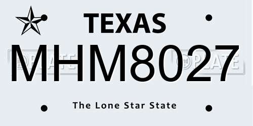 MHM8027 Texas License Plate