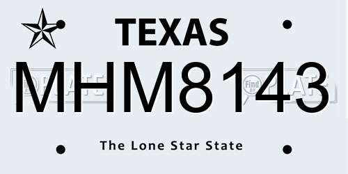 MHM8143 Texas License Plate