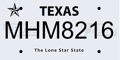 MHM8216 Texas License Plate