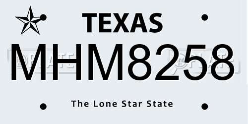 MHM8258 Texas License Plate