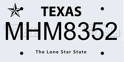 MHM8352 Texas License Plate