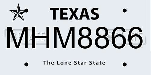 MHM8866 Texas License Plate