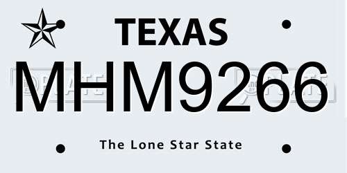 MHM9266 Texas License Plate