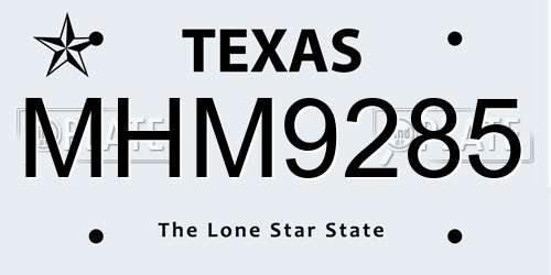 MHM9285 Texas License Plate
