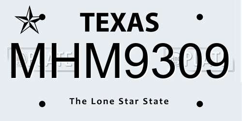 MHM9309 Texas License Plate