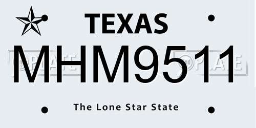 MHM9511 Texas License Plate