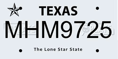 MHM9725 Texas License Plate