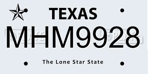 MHM9928 Texas License Plate