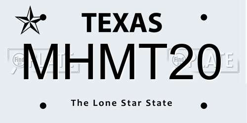 MHMT20 Texas License Plate
