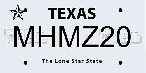 MHMZ20 Texas License Plate