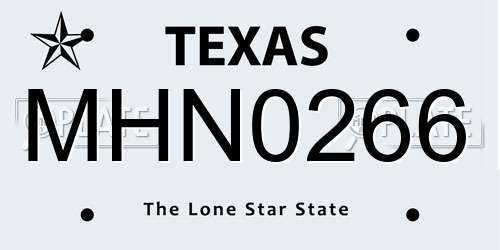 MHN0266 Texas License Plate