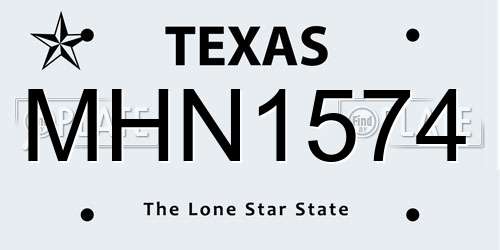 MHN1574 Texas License Plate