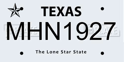 MHN1927 Texas License Plate