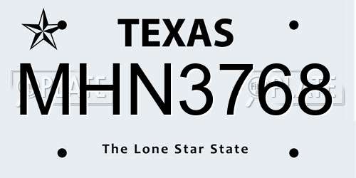 MHN3768 Texas License Plate