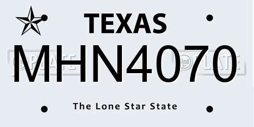 MHN4070 Texas License Plate