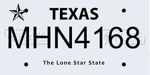 MHN4168 Texas License Plate