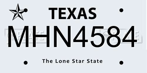 MHN4584 Texas License Plate