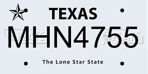 MHN4755 Texas License Plate