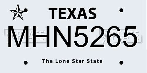 MHN5265 Texas License Plate