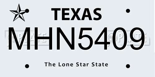 MHN5409 Texas License Plate