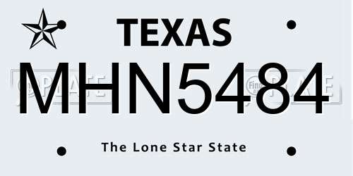 MHN5484 Texas License Plate