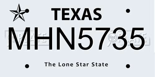 MHN5735 Texas License Plate