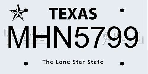 MHN5799 Texas License Plate