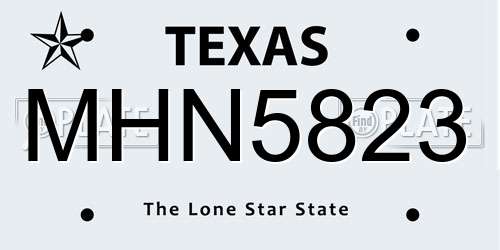 MHN5823 Texas License Plate
