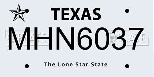 MHN6037 Texas License Plate