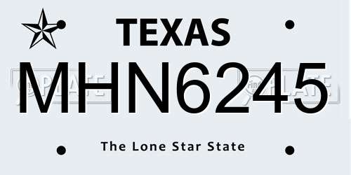 MHN6245 Texas License Plate