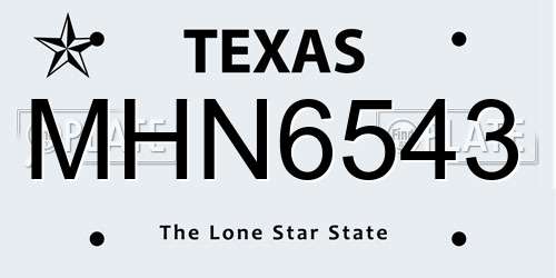 MHN6543 Texas License Plate