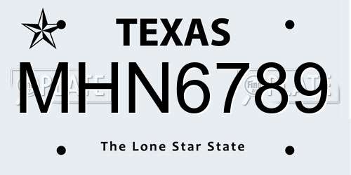 MHN6789 Texas License Plate