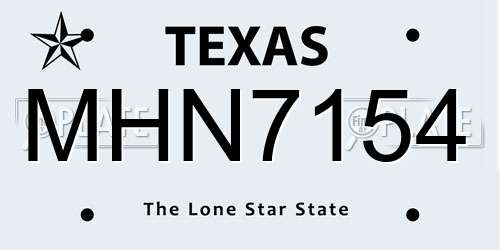 MHN7154 Texas License Plate