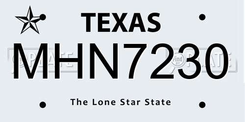 MHN7230 Texas License Plate
